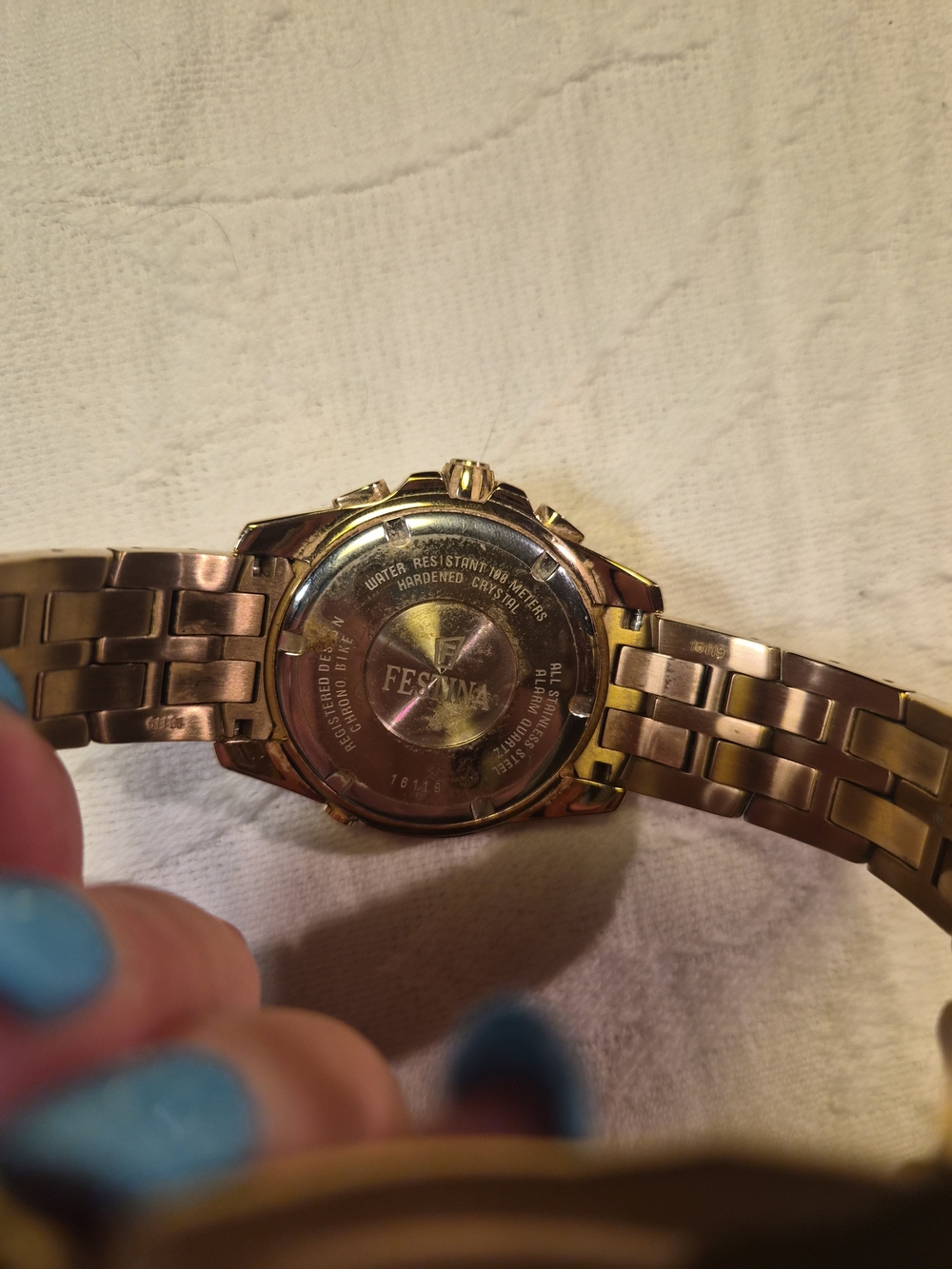 Mens Festina Watch Chronograph Gold Plated F 16119 Chrono Bike Blue Face ✨️💫 - Picture 9 of 13